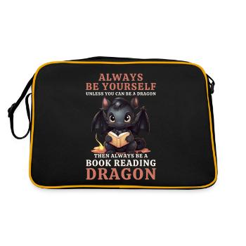 Always Be Yourself: Bücher lesen Schwarzer Drachen - Retro Tasche - Schwarz/Gold - Hinten