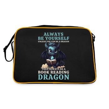 Always Be Yourself: Bücher lesen Schwarzer Drachen - Retro Tasche - Schwarz/Gold - Hinten