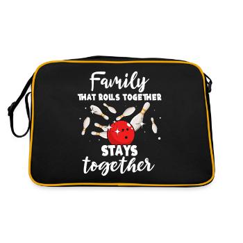 Bowlingspieler Familie Familienbowling - Retro Tasche - Schwarz/Gold - Hinten