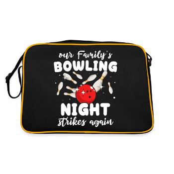 Bowlingspieler Familie Familienbowling - Retro Tasche - Schwarz/Gold - Hinten