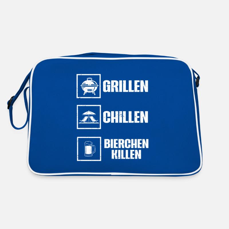 Grillen Chillen Bierchen Killen Bier BBQ Grill Retro Tasche