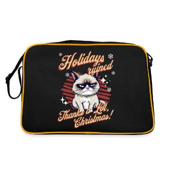 Angry Cat Xmas Sarcastic Funny Cat Meme - Retro Bag - black/gold - Back