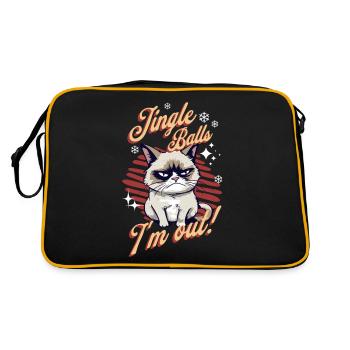 Angry Cat Xmas Sarcastic Funny Cat Meme - Retro Bag - black/gold - Back