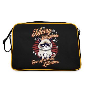 Angry Cat Xmas Sarcastic Funny Cat Meme - Retro Bag - black/gold - Back