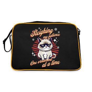 Angry Cat Xmas Sarcastic Funny Cat Meme - Retro Bag - black/gold - Back