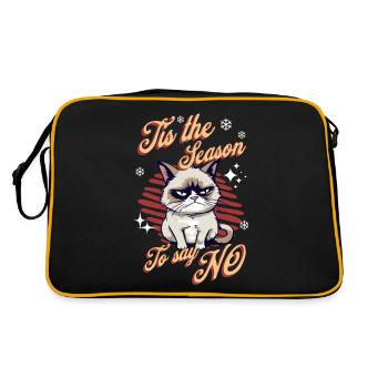 Angry Cat Xmas Sarcastic Funny Cat Meme - Retro Bag - black/gold - Back