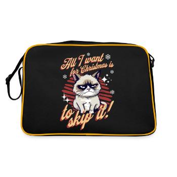 Angry Cat Xmas Sarcastic Funny Cat Meme - Retro Bag - black/gold - Back