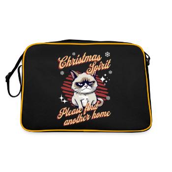 Angry Cat Xmas Sarcastic Funny Cat Meme - Retro Bag - black/gold - Back