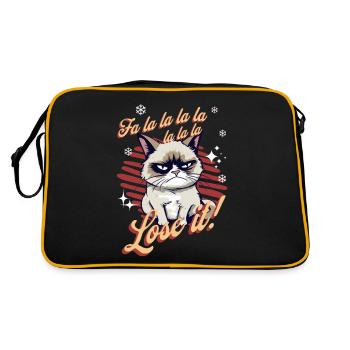 Angry Cat Xmas Sarcastic Funny Cat Meme - Retro Bag - black/gold - Back