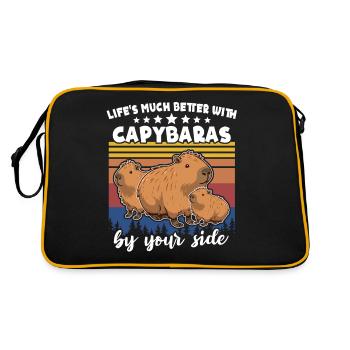 Capybara - Retro Tasche - Schwarz/Gold - Hinten