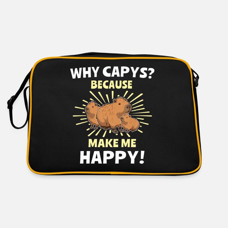 Capybara - Retro Tasche - Schwarz/Gold