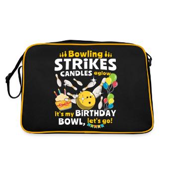 Bowling Geburtstag Bowlingspieler - Retro Tasche - Schwarz/Gold - Hinten