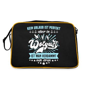 Wolgast Sprüche - Retro Tasche - Schwarz/Gold - Hinten