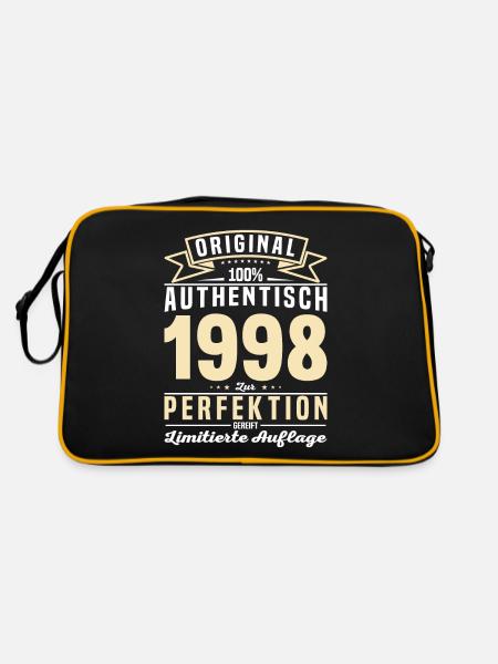 Authentisches Vintage-Geschenk 1998 - Retro Tasche - Schwarz/Gold - Hinten