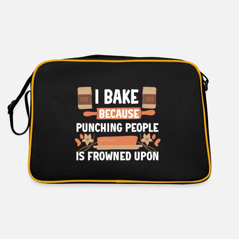 Bäcker Geschenk Backen für Bäcker - Retro Tasche - Schwarz/Gold