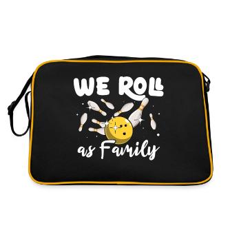 Bowlingspieler Familie Familienbowling - Retro Tasche - Schwarz/Gold - Hinten