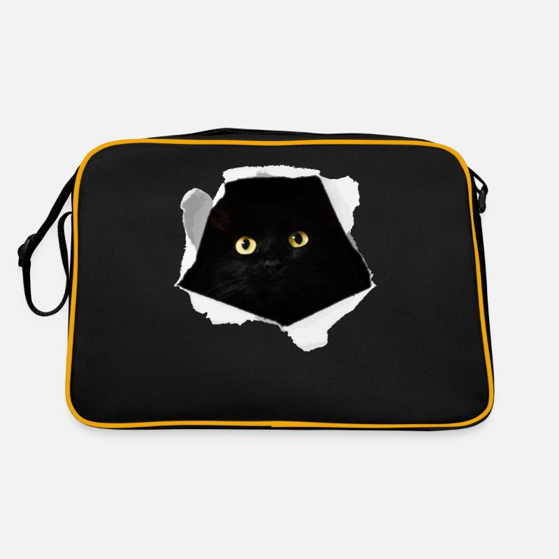Schwarze Katze Karton Abenteuer Geschenk Retro Tasche