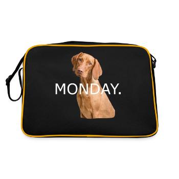 Lundi fatigué chien drôle disant cadeau - Sac Retro - noir/or - Dos