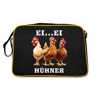 EI...EI HÜHNER - Retro Tasche - Schwarz/Gold - Hinten