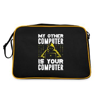 Hacker Coder Computerfreak Nerd Hacking Geschenk - Retro Tasche - Schwarz/Gold - Hinten