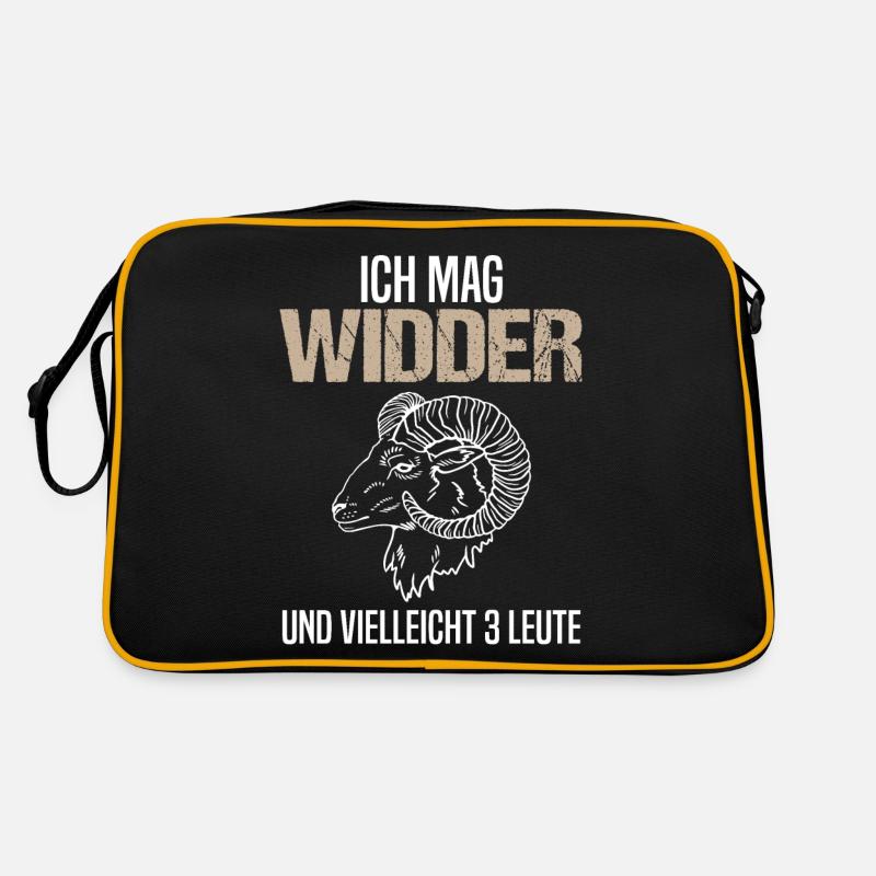 Widder und 3 Leute Humor Astrologie Geschenk - Retro Tasche - Schwarz/Gold
