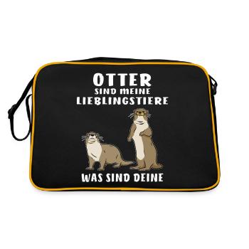 OTTER SIND MEINE LIEBLINGSTIERE - Retro Tasche - Schwarz/Gold - Hinten