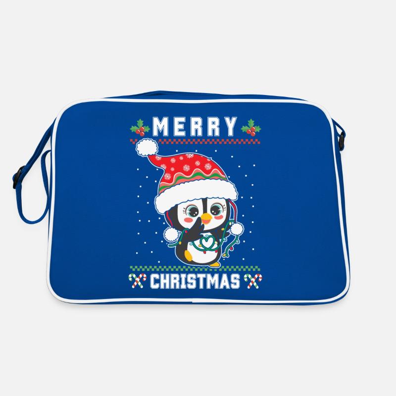 Joyeux Noël Doux Père Noël Pingouin Noël moche Sac Retro