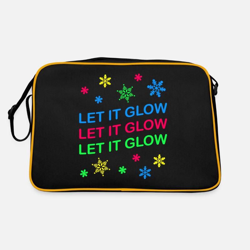Let it Glow Bunte Schneeflocken Festlich Retro Tasche