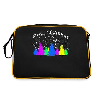 Merry Christmas Colorful Fir Forest - Retro Bag - black/gold - Back