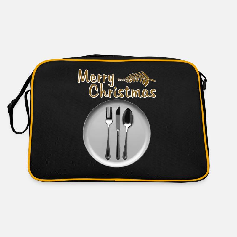 TELLER BESTECK MERRY CHRISTMAS Retro Tasche