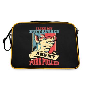 BBQ Pulled Pork Schwein Grill - Retro Tasche - Schwarz/Gold - Hinten