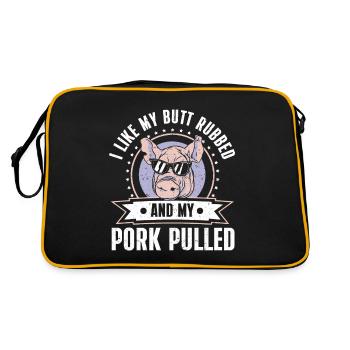 BBQ Pulled Pork Schwein Grill - Retro Tasche - Schwarz/Gold - Hinten
