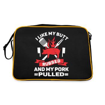BBQ Pulled Pork Schwein Grill - Retro Tasche - Schwarz/Gold - Hinten