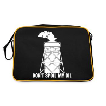 Oil Joke Mechanic Car Gasoline Workshop - Retro Tasche - Schwarz/Gold - Hinten