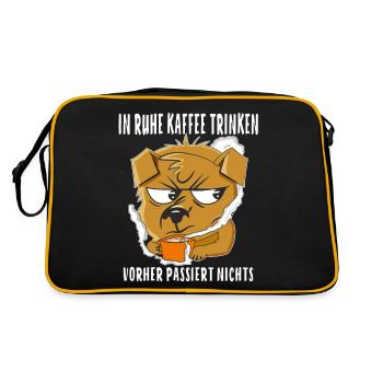 IN RUHE KAFFEE TRINKEN - Retro Tasche - Schwarz/Gold - Hinten