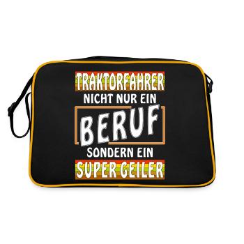Beruf Traktorfahrer - Retro Tasche - Schwarz/Gold - Hinten