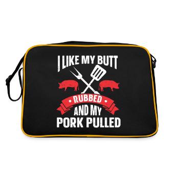 BBQ Pulled Pork Schwein Grill - Retro Tasche - Schwarz/Gold - Hinten