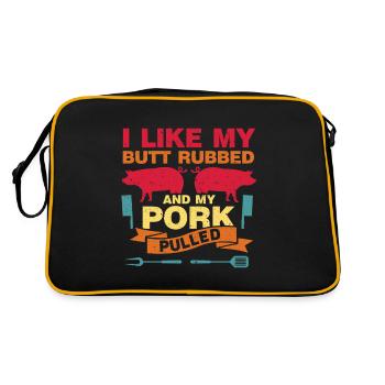BBQ Pulled Pork Schwein Grill - Retro Tasche - Schwarz/Gold - Hinten