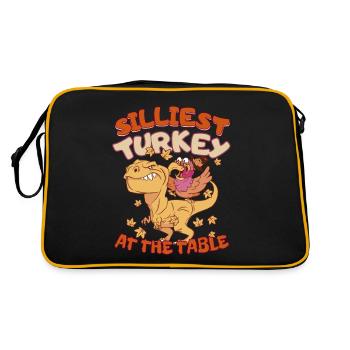 La dinde T-Rex la plus stupide de Thanksgiving à table - Sac Retro - noir/or - Dos