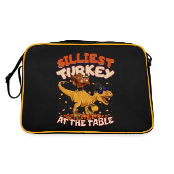 La dinde T-Rex la plus stupide de Thanksgiving à table - Sac Retro - noir/or - Dos