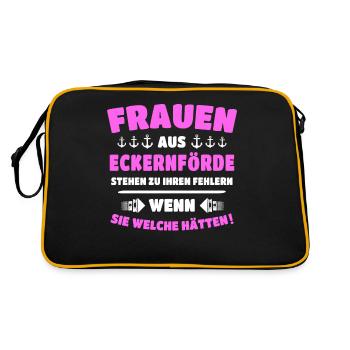 Eckernförde Frau Eckernförder Frauen - Retro Tasche - Schwarz/Gold - Hinten