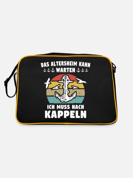 Kappeln Sprüche - Retro Tasche - Schwarz/Gold - Hinten