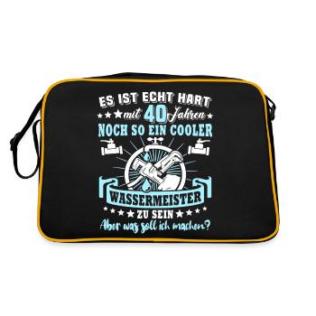 Wassermeister 40. Geburtstag 40 Jahre Wasser - Retro Tasche - Schwarz/Gold - Hinten