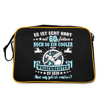 Wassermeister 60. Geburtstag 60 Jahre Wasser - Retro Tasche - Schwarz/Gold - Hinten