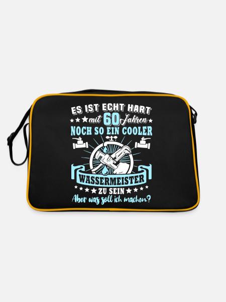 Wassermeister 60. Geburtstag 60 Jahre Wasser - Retro Tasche - Schwarz/Gold - Hinten