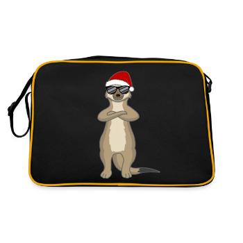 Cool Santa Sloth – Lässiges Weihnachtstier - Retro Tasche - Schwarz/Gold - Hinten