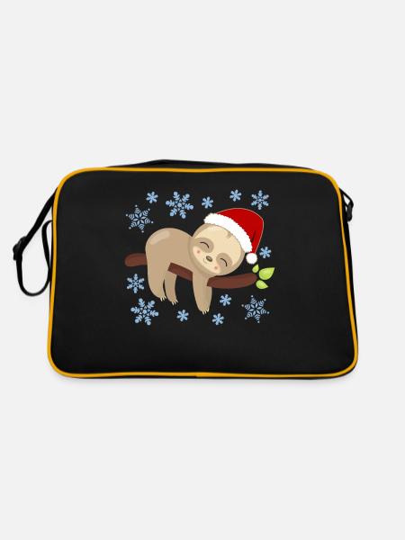 Sloth Christmas Nap Cozy Holidays - Retro Bag - black/gold - Back