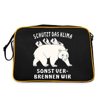 EISBÄR SCHÜTZT DAS KLIMA - Retro Tasche - Schwarz/Gold - Hinten