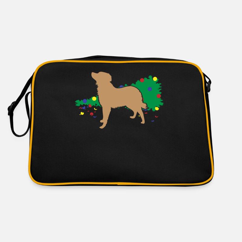 Chaos Hund Weihnachtsbaum Umfall Spaß - Retro Tasche - Schwarz/Gold