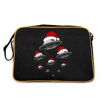 Ufo Weihnachtsmütze Außerirdische Festtage - Retro Tasche - Schwarz/Gold - Hinten